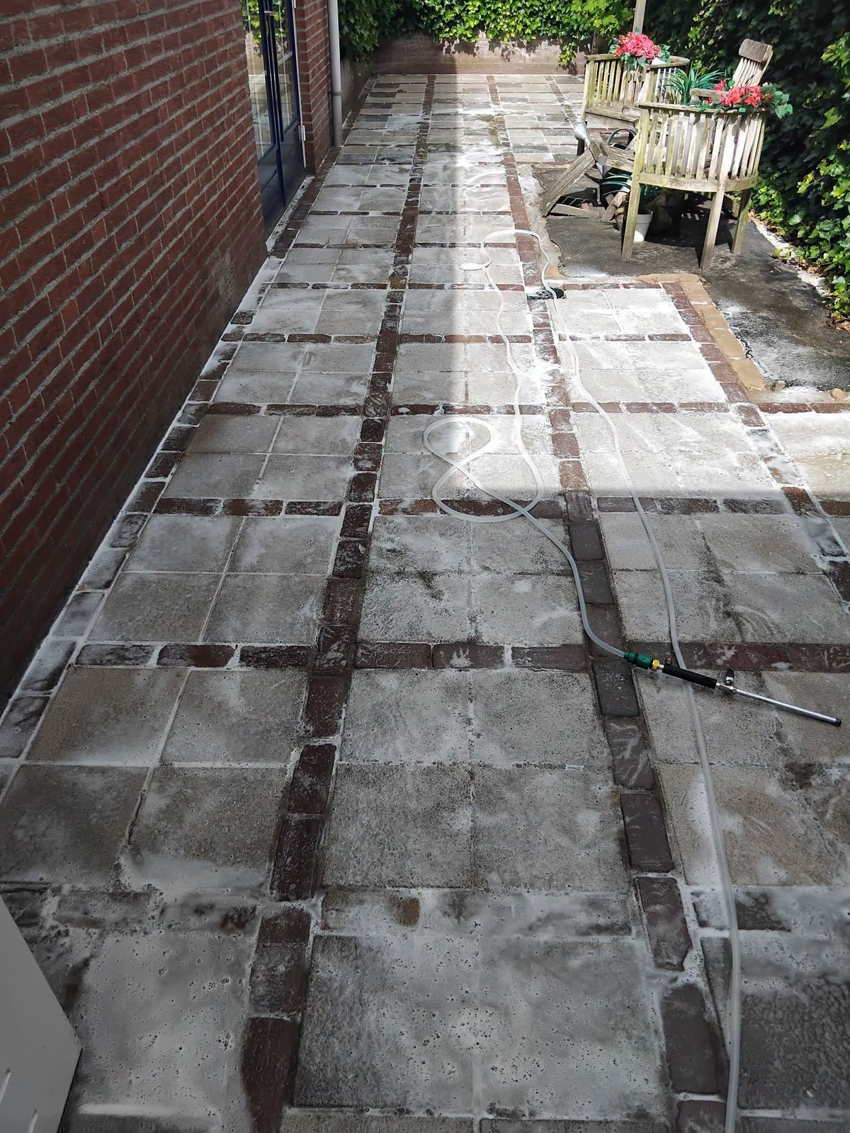 Softwash terras, oprit en bestrating voorbeeldfoto
